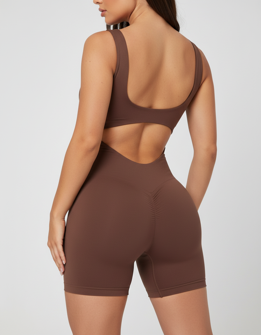 Back view of STRYV Sculpt Jumpsuit on model