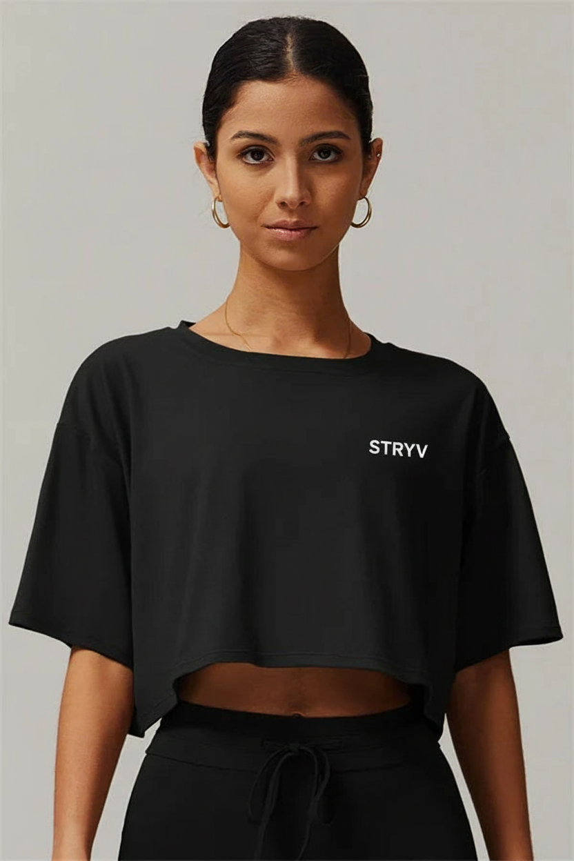 Black STRYV Cropped Oversized T-Shirt