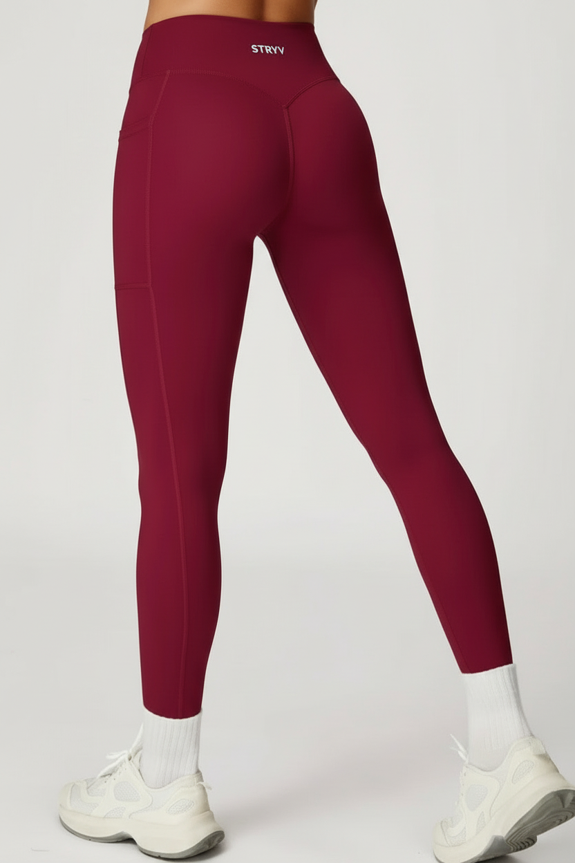 Burgundy STRYV Leggings Back View